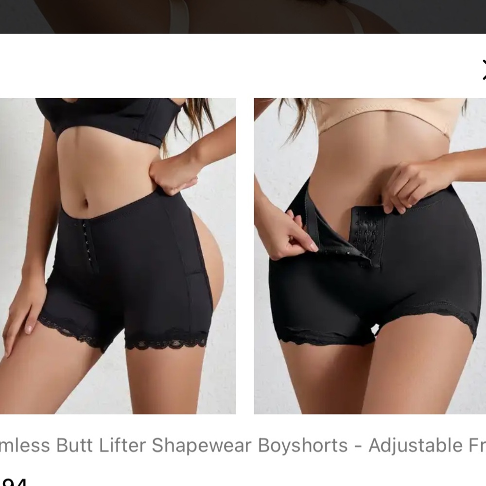 SHEIN Black Lace Trim Shapewear Shorts